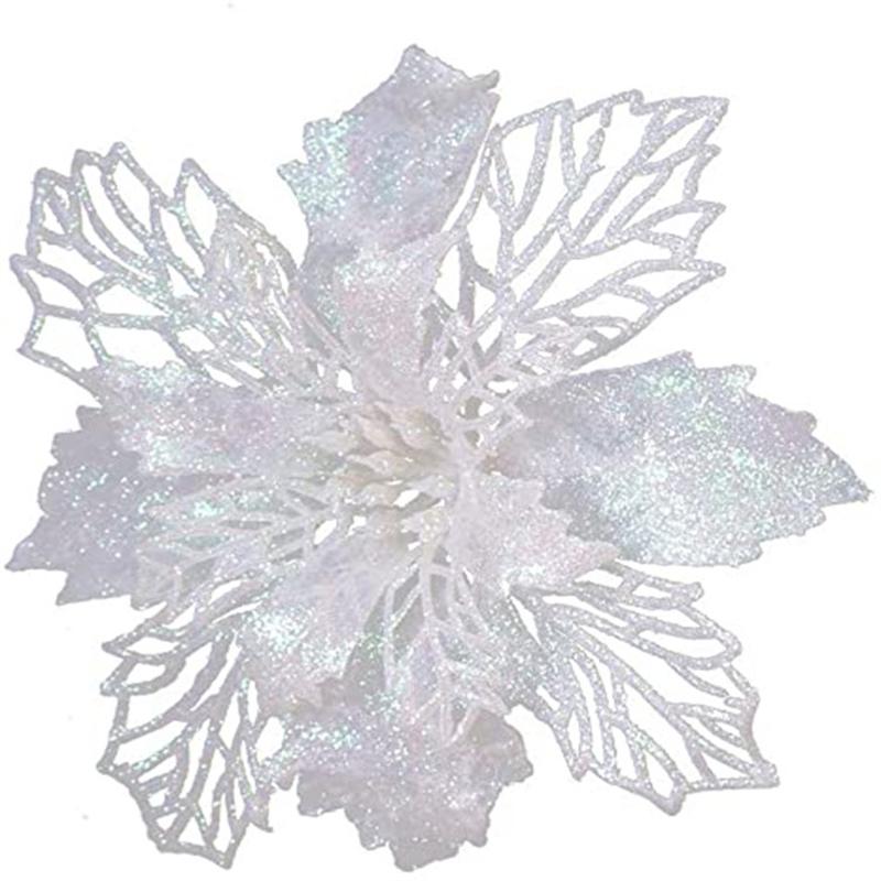

11/16cm 5Pcs Glitter Flower Head Christmas Decoration Xmas Tree Hanging Artificial Flower Winter New Year Craft Wreath Decor 11cm 5Pcs