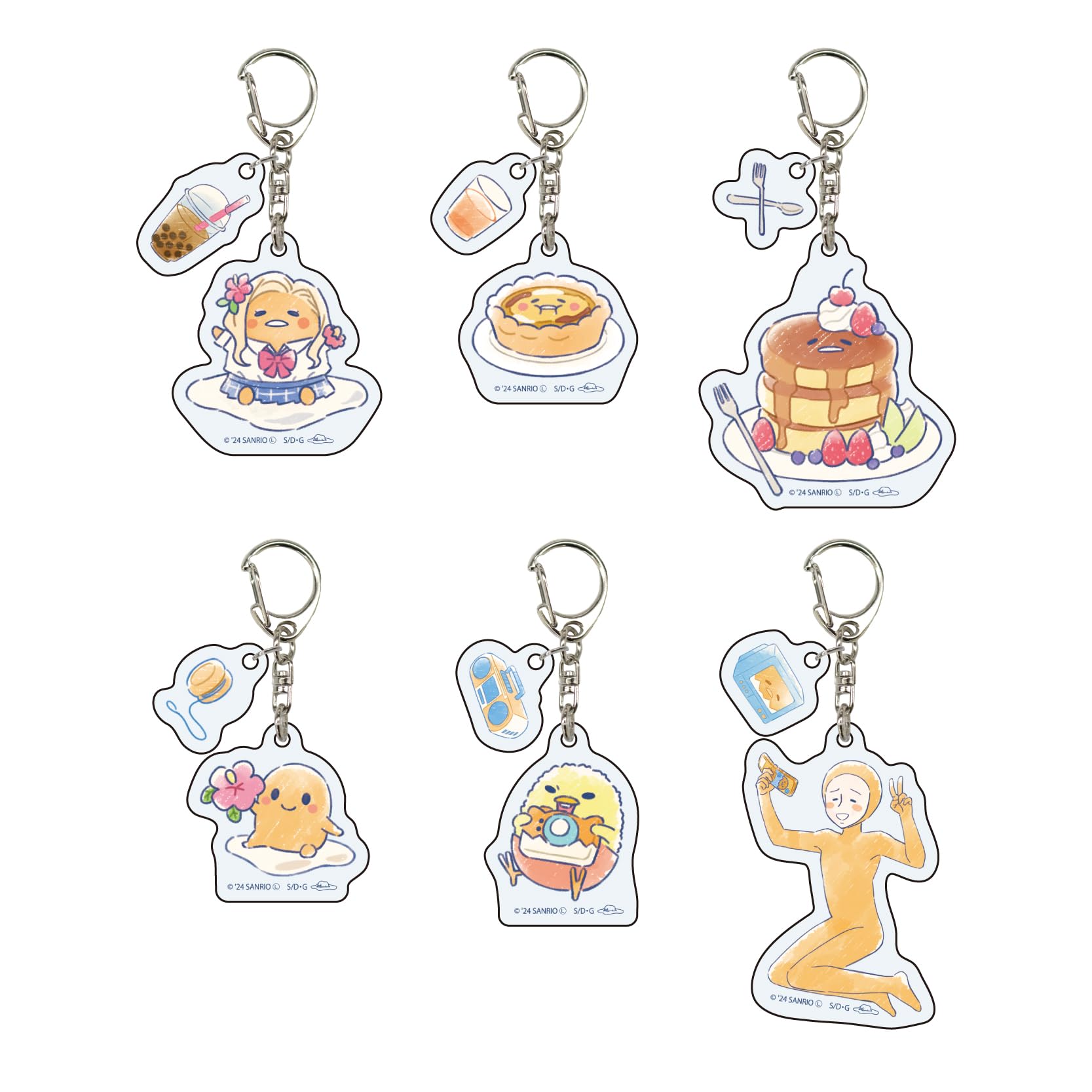 

Gudetama 01 Heisei Retro Ver. [Graph Art Illustration] Acrylic Keychain with Parts, Box of 6
