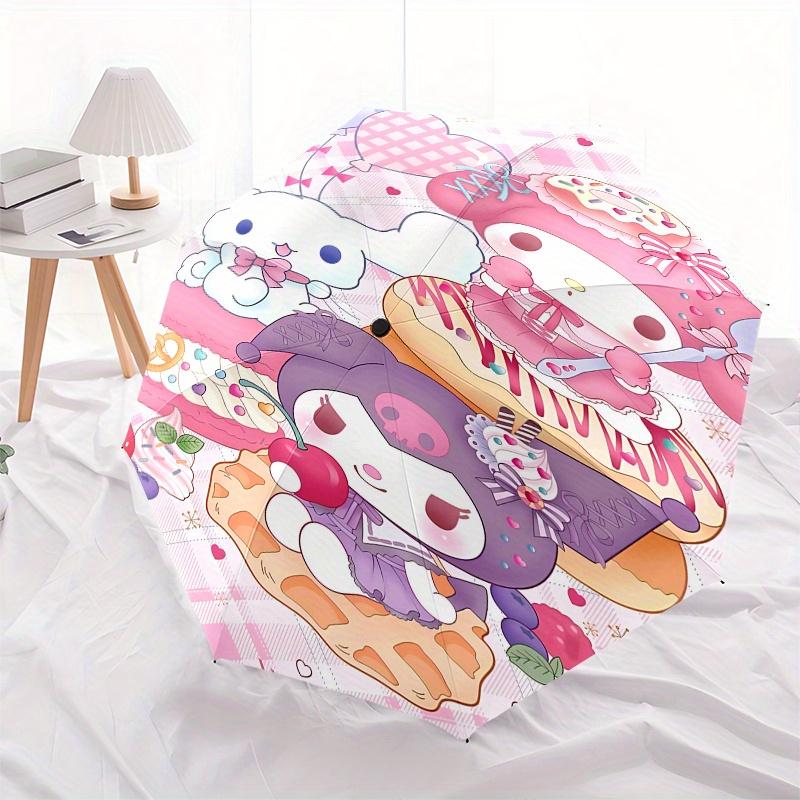 My Melody, Kuromi Automatic Opening and Closing Parasol Compact Travel Umbrella with 8 Ribs for Women and Men Ideal Birthday/Christmas Gift,