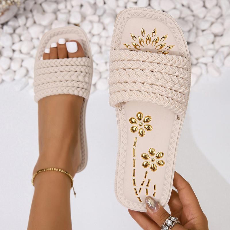 Fashion New Style Popular Women's Slippers for Women in Summer Simple Solid Color Outer Color Bottom Open Style Plus Size Zapatos Mujer
