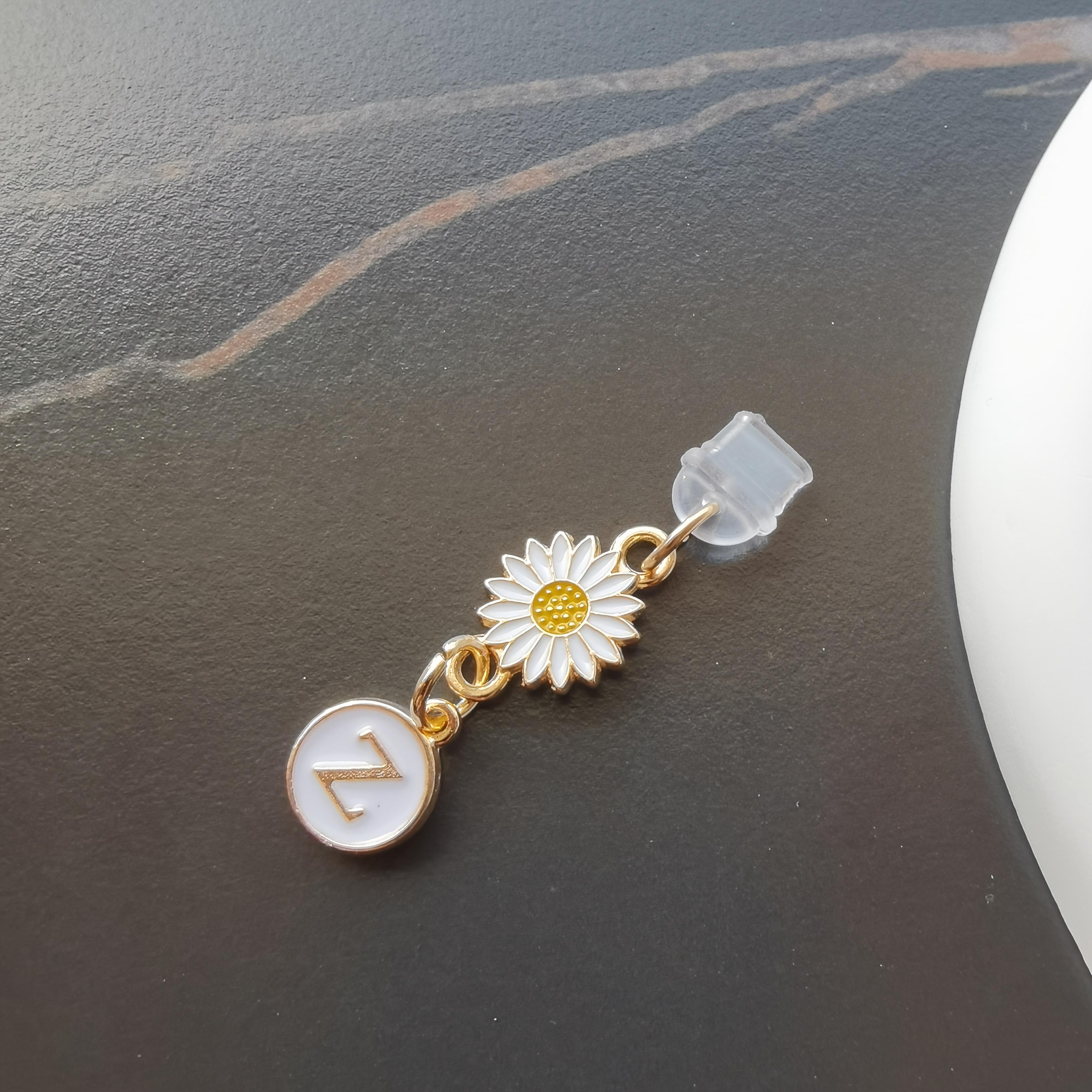 

1pc Creative Daisy/sunflower Letter Mobile Phone Dust Plug/european and American 26 Capital Letters A-Z Mobile Phone Pendant For iPhone5-14