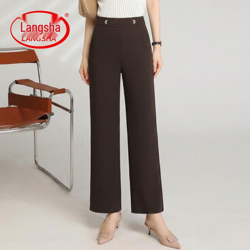 LangSha Women s Elastic High-Waist Straight Loose Casual Pants 2XL