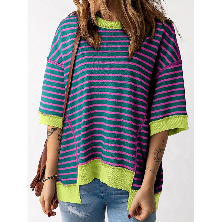 Летняя тонкая свободная женская футболка узкого кроя с короткими рукавами XXL зелёный — фото 4