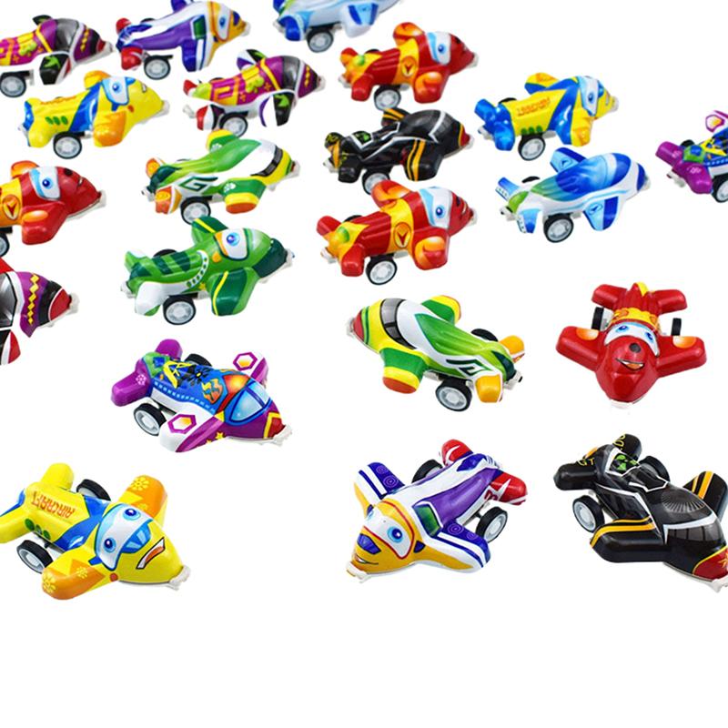 12Pcs Random Cartoon Colored Shell Planes Children Cute Plastic Pull Back Toys Kids Mini Plane Model Toy Gifts