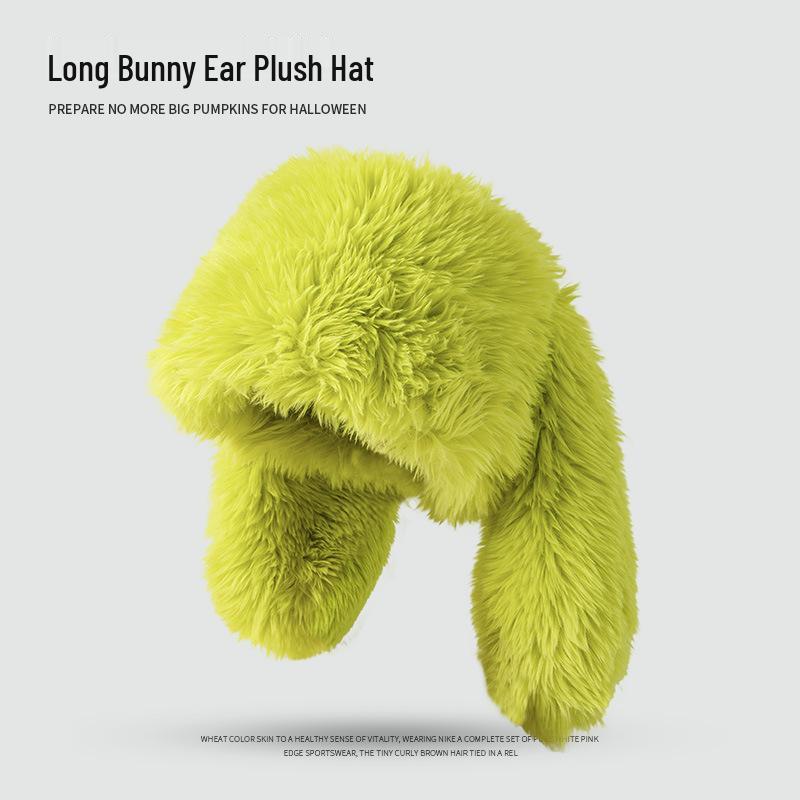 Sweet Rabbit Ear Plush Hat for Women - Winter Warm & Cold-Proof Beanie with Ear Protection
