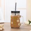 Summer Fruit Creative Mason Jar Cold Drink Glass Cup Juice Beverage Cup with Lid 500ml