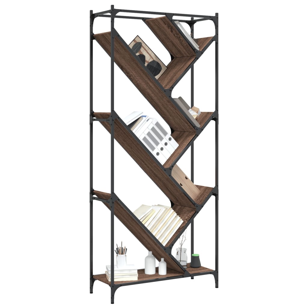 Vidaxl Regał, Brązowy Dąb 79X30X180 Cm Materiał Drewnopochodny I Metal