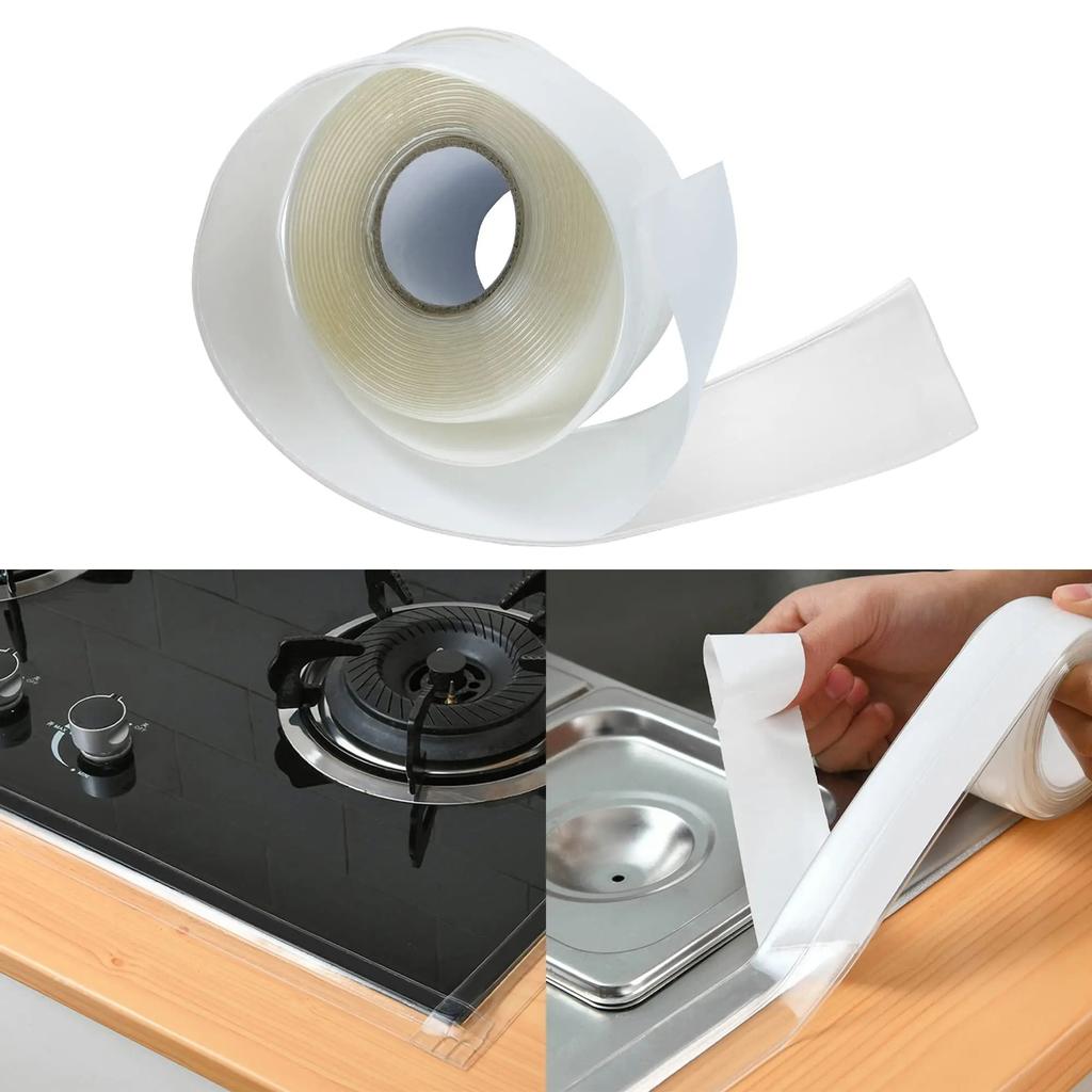 1PC 1m/39.37inch Self Adhesive Edge Caulk Tape Kitchen Countertop Sink Waterproof Oil Mildew Proof Corner Sealant Sealing Strip