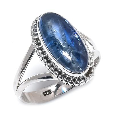 Pierre Précieuse Kyanite Naturelle Fait Main Argent Massif Sterling 925 Bague Cadeau T.8 i3m40