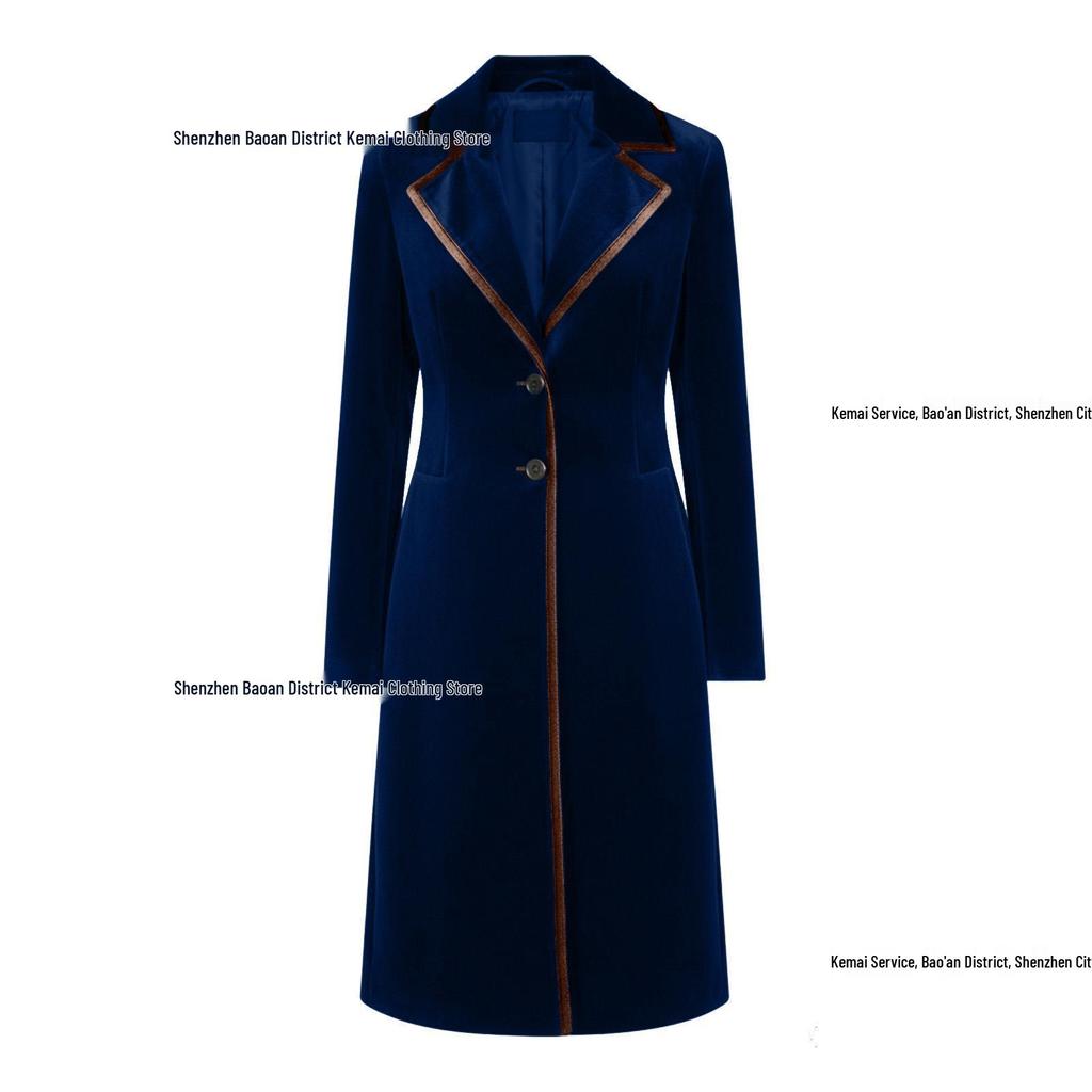 European Mid-length Velvet Trench Coat - 2025 Autumn/Winter Fashion, Elegant Women's Jacket