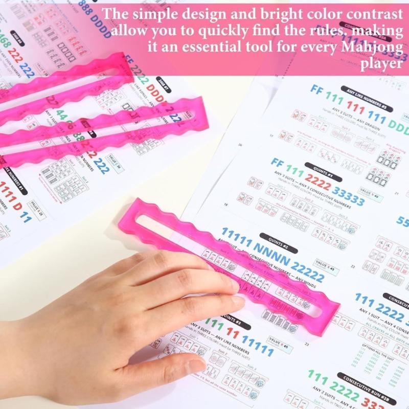 4Pcs Premium Acrylic Mahjong Line Finder Rule Aids Bright Color to Improve Concentration and Tactic Suitable for Play