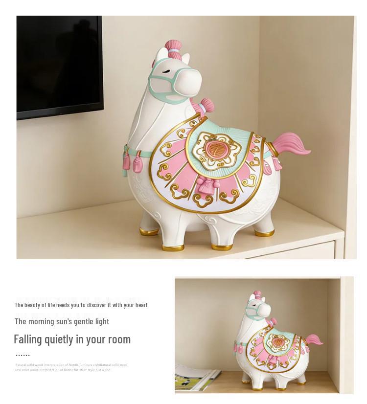 Pink Horse Money Box - Zodiac Year of the Horse Ornament, Birthday Gift, Creative Piggy Bank, Money Jar
