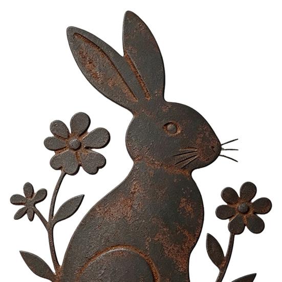 Ground Stake with Butterfly or Rabbit Design Garden Decorations Stake Rust-Resistant Iron Yard Artware for Lawn Patio