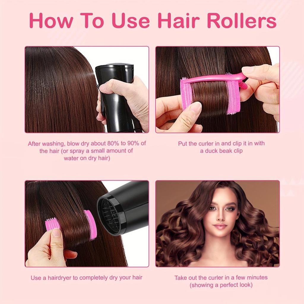 Grenzüberschreitendes Haarstyling-Set: Magischer Lockenstab & Selbstklebende Haarwickler mit Klammern