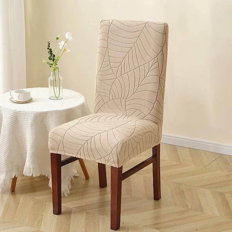 

Leaves Jacquard Dining Chair Covers Universal Stretch Chair Cover Dust-proof Chair Slipcovers for Wedding Kitchen Banquet el 1 Piece