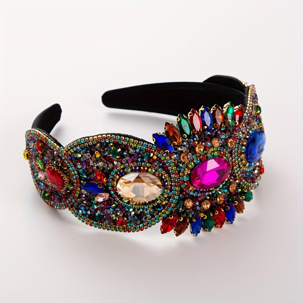 Elegant Vintage Inspired Rhinestone & Floral Headband Wide, Glamorous Hair Accessory for Women | Perfect for Parties & Formal Events