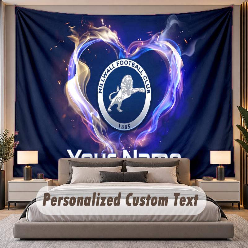 Custom Name Text Tapestry Millwall FC Personalized Polyester Wall Tapestry For Bedroom And Room