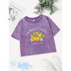 Summer Cotton Crop Tops Women La Dolce Vita Amalfi Coast Lemon Prints Washed T-Shirts Y2K Regular Fit O-Neck Clothes