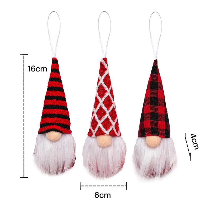3Pcs Christmas Tree Hanging Gnome Plush Gonk Santa Doll Pendants Xmas Decoration