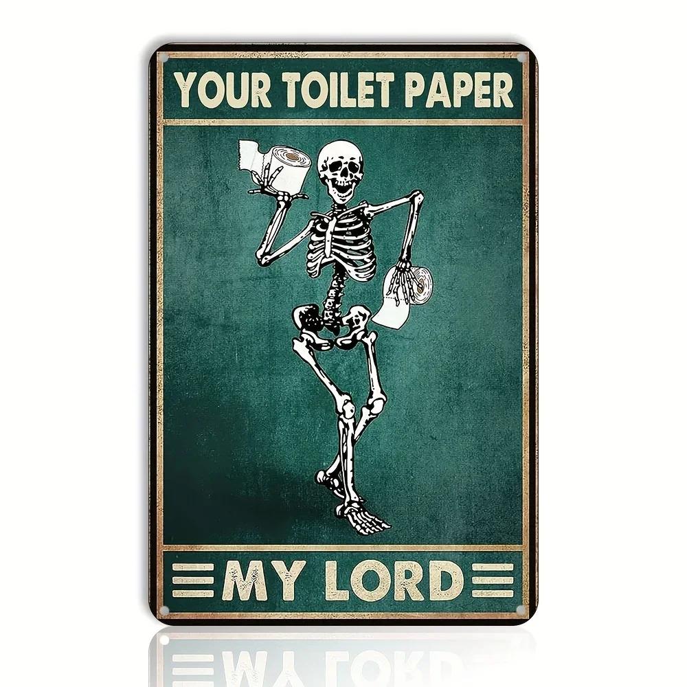 

Забавный декор для туалета, череп скелета, читающий газеты, ретро-жестяная вывеска, винтажный декор для стены бара, металлический плакат 20x30cm яблочный зеленый