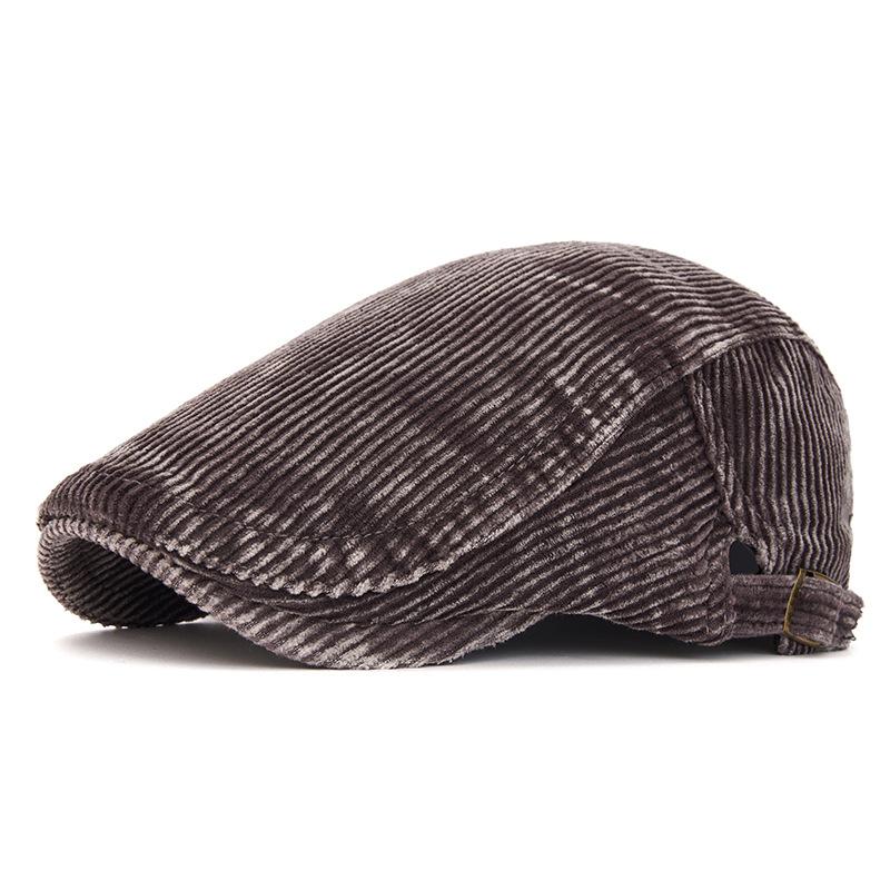 Autumn Winter Forward Cap Men's Corduroy Peaked Cap Women's Retro Beret British Newsboy Cap