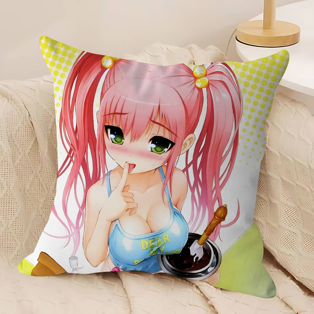 Anime Super Sonico Pillow Covers Cartoon Sofa Decorative Home Double-sided Printing Short Plush Cute Cushion Cover