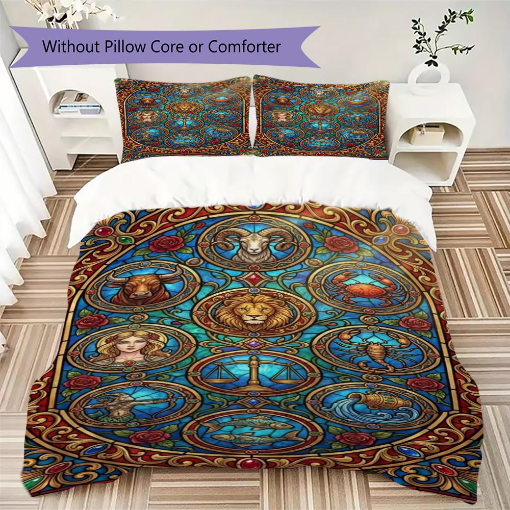 constellations Pattern Bedding uilt Set uilt Cover Pillowcase Home Decoration Birthday Gift (1 * duvet cover + 2 * pillowcase  without core)147