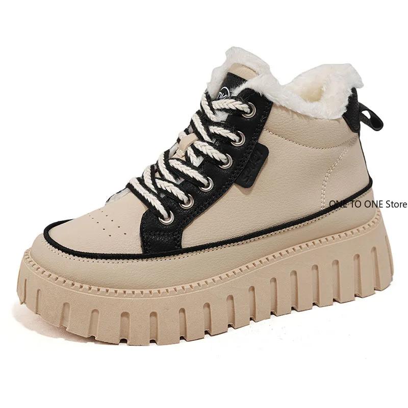 Fashion Platform Snow Boots Women New in Casual Sports Skateboard Shoes Winter 2025 Fashion Plus Fur Warm Ankle Boot Footwear Sneaker