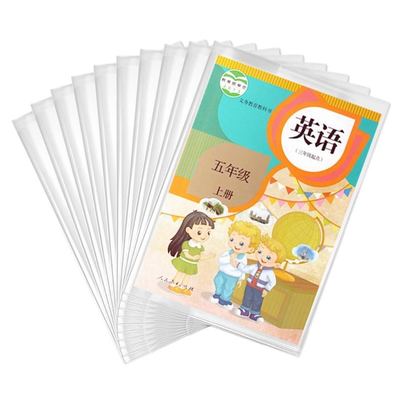10PCS Clear Plastic Book Wraps Book Covers for Students Water Resistant Friendly Design Textbook Protectors
