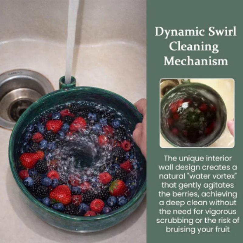 Automatic Swirl Fruit Washing Drain Bowl Quick Drain Plastic Fruit Washing Machine Large Capacity Berry Strainer Basket