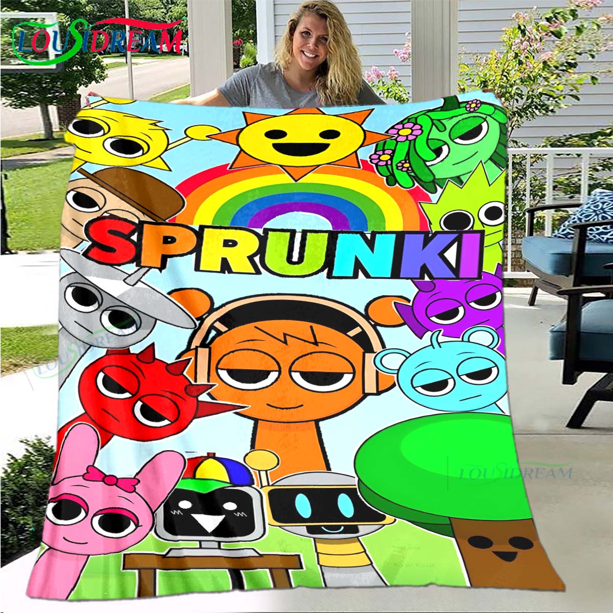 

Fashion S-Sprunki Incredibox Game Four Seasons Blanket Sofa Cover Travel Bed Plush Blanket Travel Office Break Blanket Gift 75x90cm