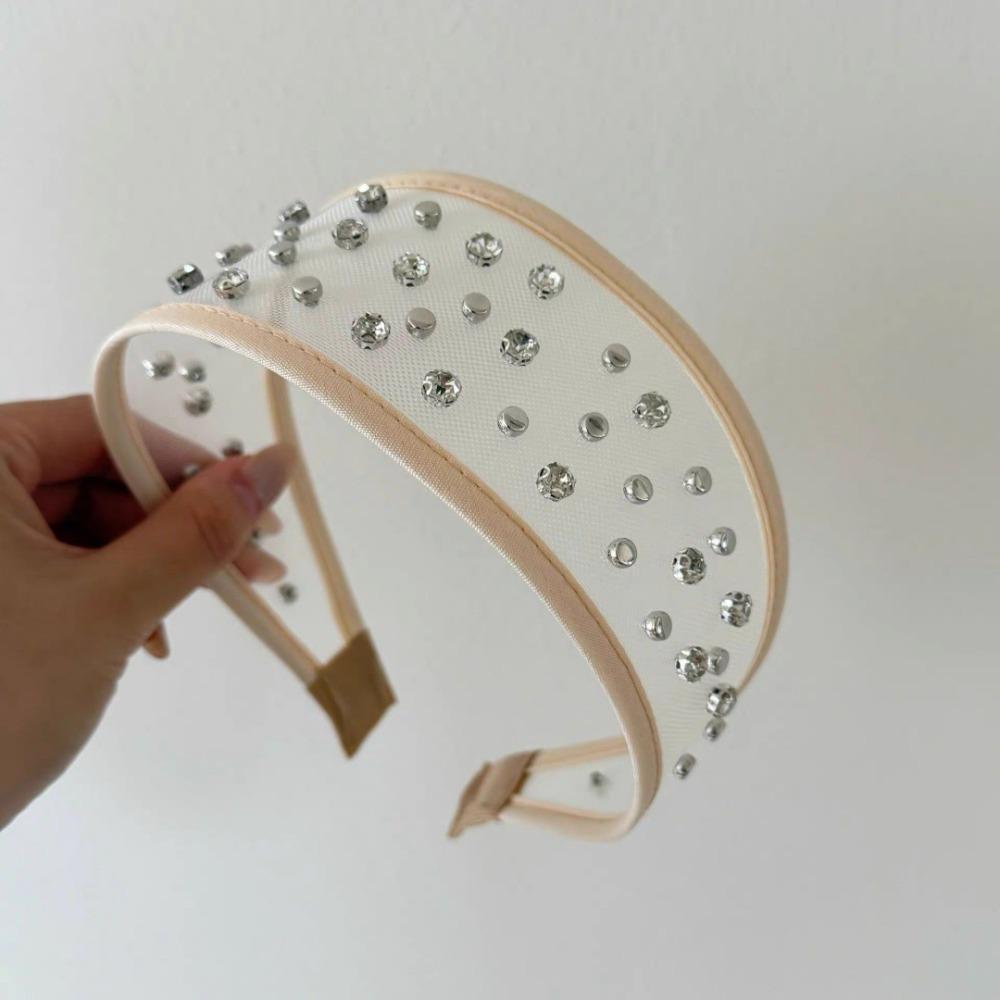 Sparkling Rhinestones Rhinestone Hair Hoop Mesh Fashion Hair Accessory Special Occasions бежевый