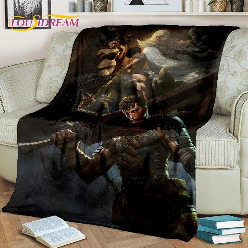 3D Anime Calssic Berserk Cartoon HD Blanket,Soft Throw Blanket for Home Bedroom Bed Sofa Picnic Travel Office Cover Blanket Kids