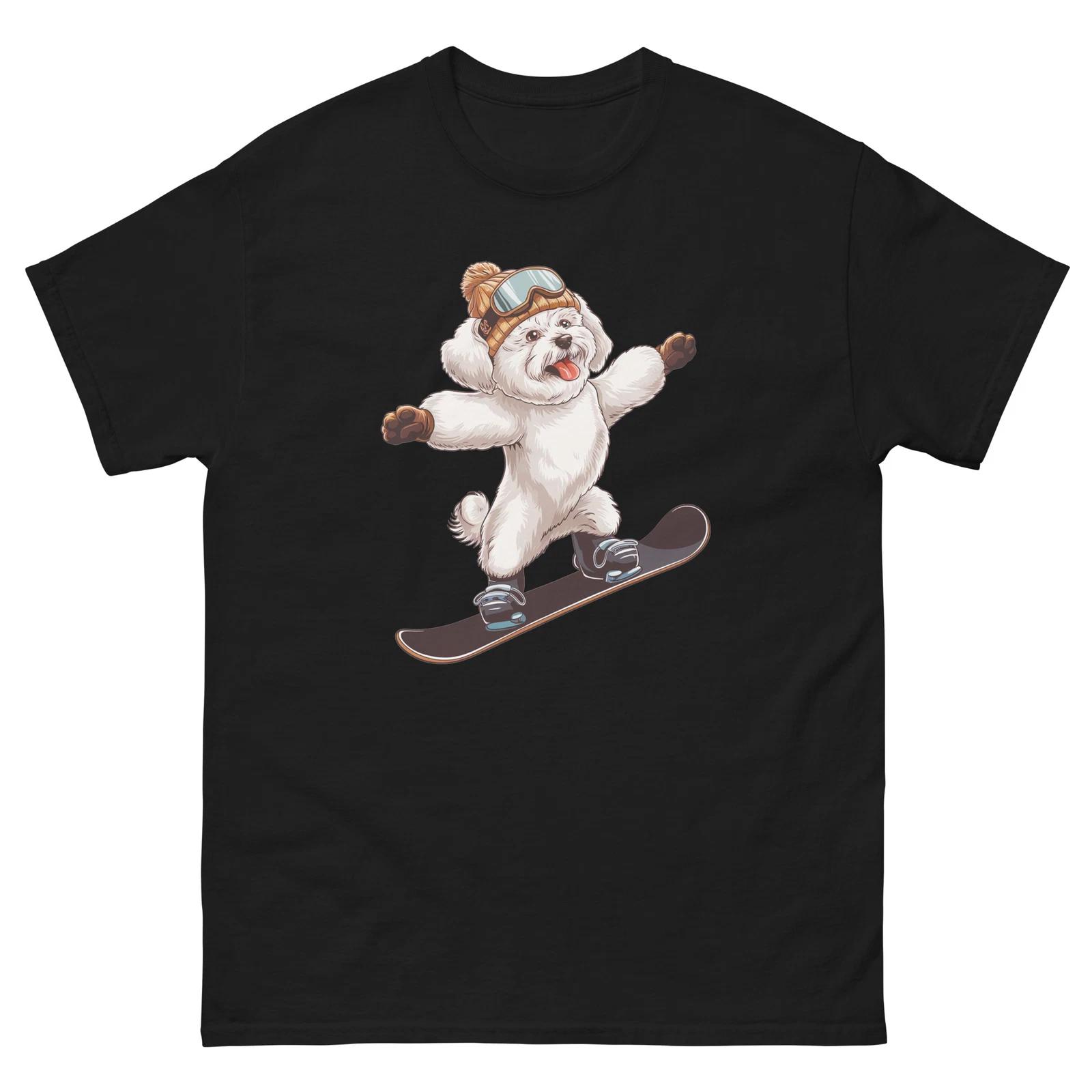 Bichon Frise Dog Snowboarding Fun Snowboarder T-Shirt 4XL
