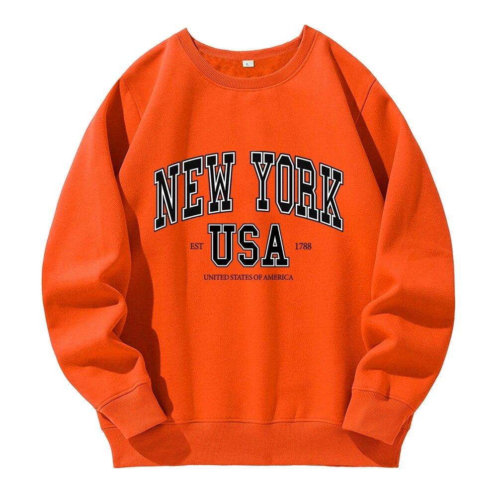 New York Usa Est 1788 Street City Letter Hoodies Unisex Fashion Novelty Hoodie Classic Trend Pullovers Loose Oversized Sweatshirt