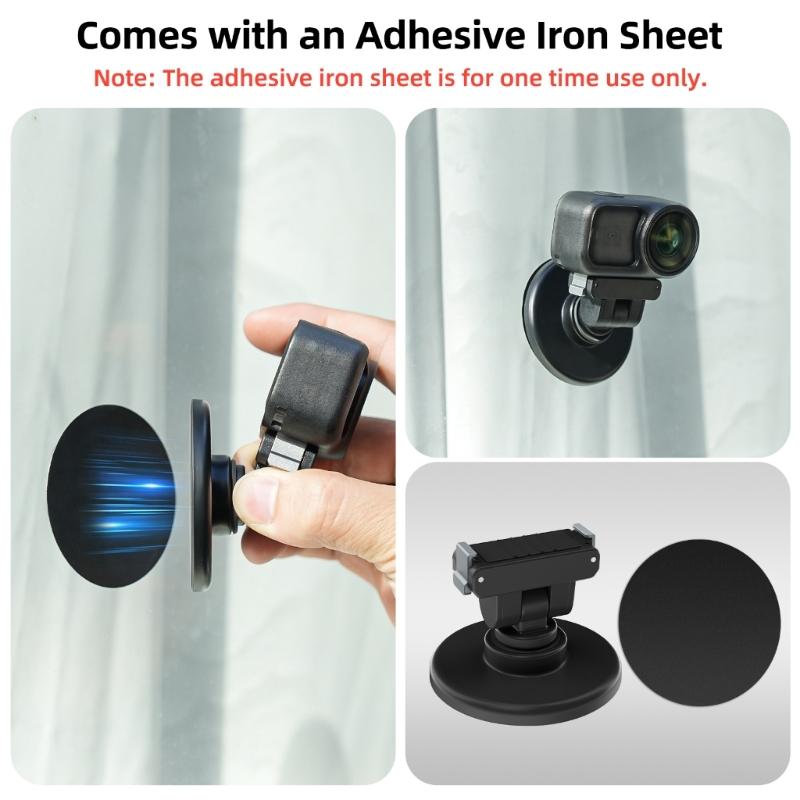 Quick Detach Magnetic Camera Base for Action 6 Sports Cameras Mount with 180Degree Rotations Standard 1/4Inch Hole Mount