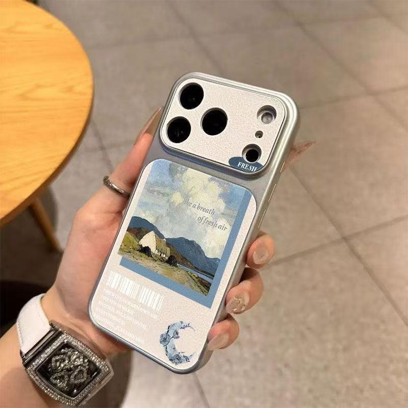 Second change is suitable for 17promax mobile phone case 16pro new 15 leather 14pro13 creative famous painting 12