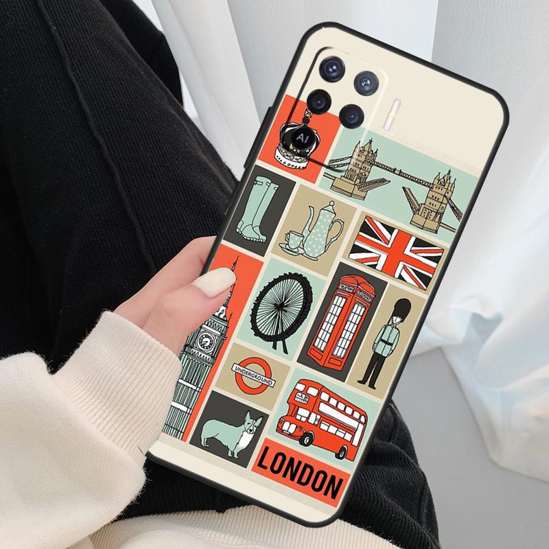 London Bus England Big Ben For OPPO Find X3 X5 Pro A5 A9 A31 A53 A15 A16 A52 A72 A83 A91 A93 A94 A54 A74 A53S Case