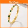 Style Geometric Steel Bracelet For Women With Green Zircon For Travel Gifts