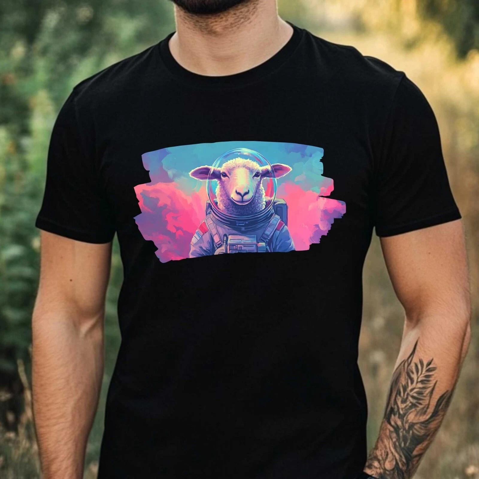 T-Shirt Herren Schaf als Astronaut Motiv Baumwolle Größe XS bis 5XL L