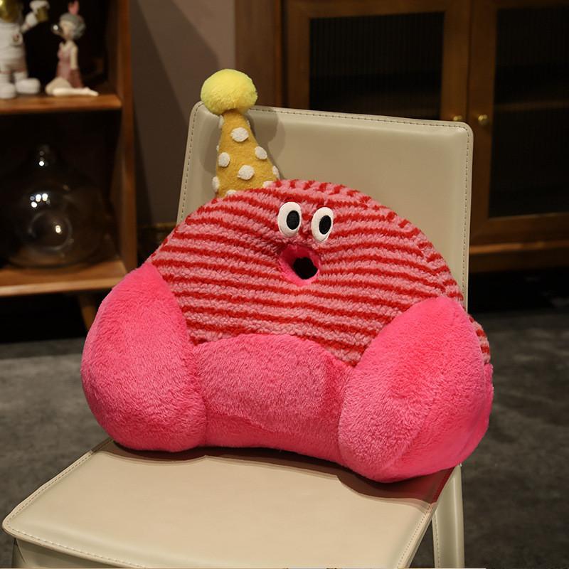 

Plush Bolster Soft Cushion With Stitched Design For Sofa Chair Support Back Red