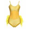 Womens Latin Dance Leotard Fuzzy Feather Skirt