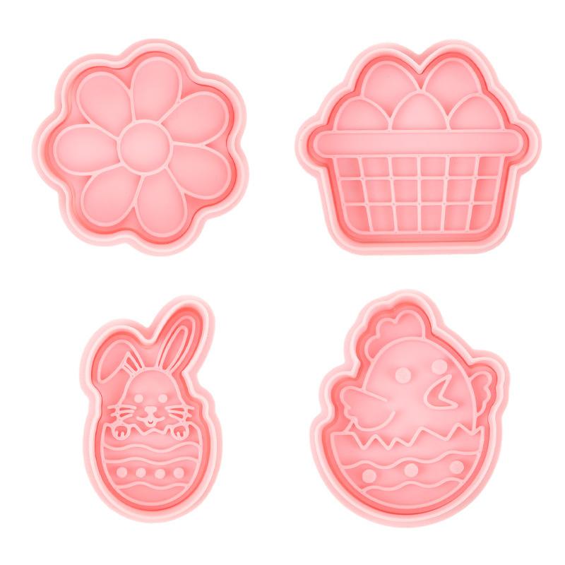 1/4 Bucăți Matriță Brioșe Iepuraș de Paște Plastic Iepuraș Ou Tăietor de Prăjituri Ștampilă Embosator Petrecere de Paște Fondant Tort Decorațiuni de Copt
