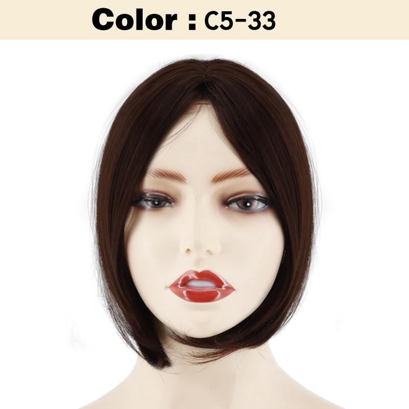Synthetic Short Straight Bob Wig With Air Bangs And Mid cut bangs Clip In Wig Suitable For Women Daily Wear