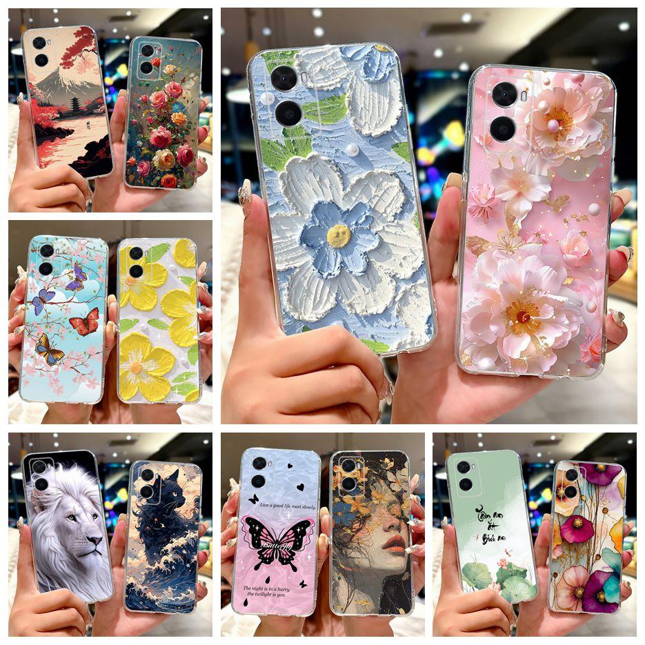 For Oppo A76 4G Case CPH2375 Colorful Painted Cover Soft Silicone Phone Case For Oppo A96 4G CPH2333 A 76 OppoA76 OppoA96 Fundas