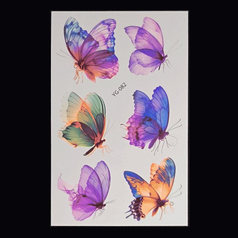 's New Fluorescent Butterfly Tattoo Sticker Music Festival KTV Concert Party Disposable Waterproof