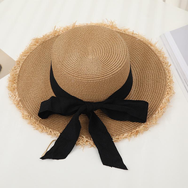 Tassel Female Lace Bow Bowknot Straw Hat Summer Women Ladies Casual Floppy Sun Hat Ribbon Sunscreen Cap For Beach Adult