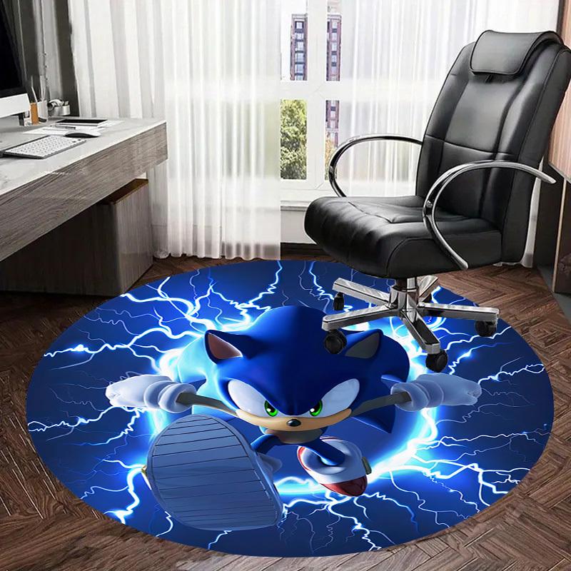 1pc Sonic the Hedgehog Lightning Speed Round carpet, Made of Polyester,Perfect for Decorating Office Chairs, Living Rooms, A Vibrant Decorative Rug