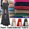 90x125cm Luxury Embroidery Pearl Sequin Loose Bead Fabric DIY Handmade Dress Material High Quality Handmade Pearl Beads Mesh