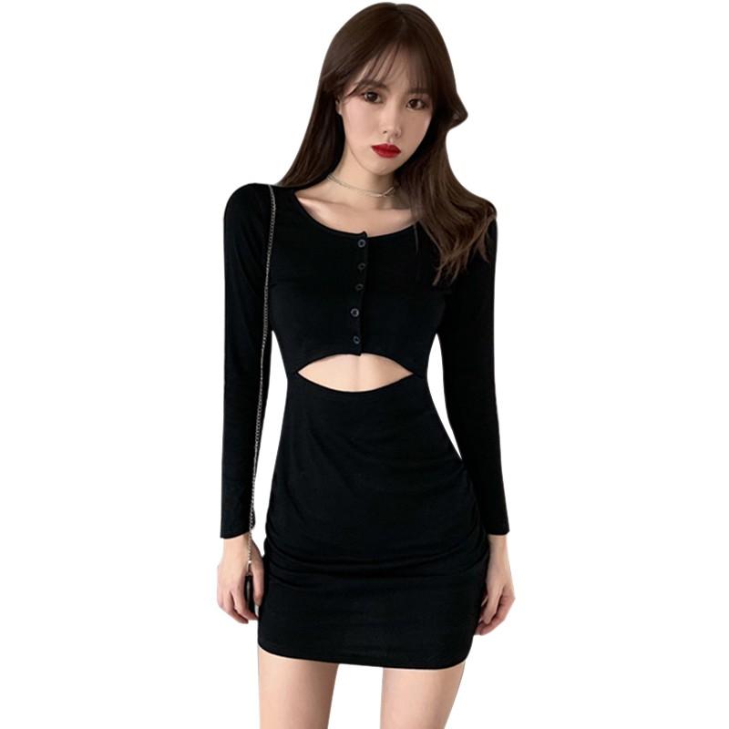 

Платье с высокой линией талии, плиссированное, темпераментное, приталенное, с длинным рукавом One Size